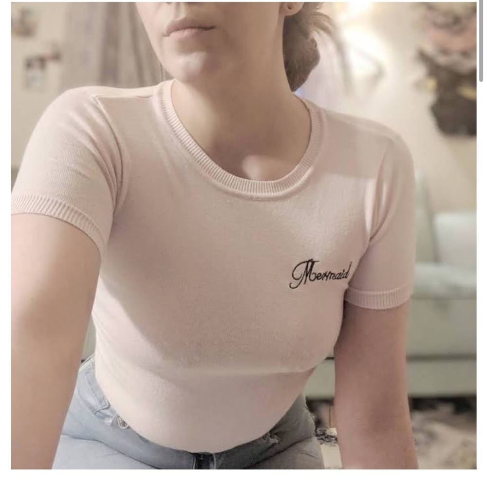Forever 21 blush pink crop top “mermaid”